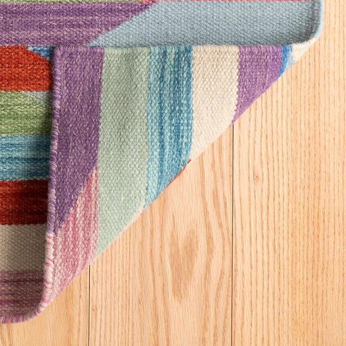 Dash and Albert Hotline Wool Area Rug - 2.5' x 8' Runner Multicolor Geometric Multi Handwoven Accent Rug - Durable, Low Pile - Premium Luxury Hotel Quality Soft Breathable Hypoallergenic Machine