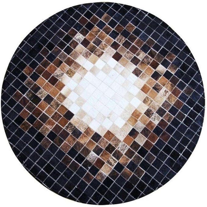 Round Ethnic Rug for Living Room | Handcrafted Designer Floor Carpet with Central Mandala Pattern | Traditional Decorative Area Mat for Home Décor (Brown_8x8)