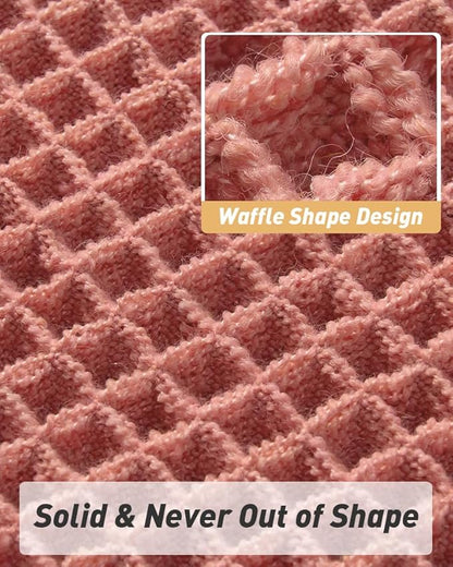 AMOAMI Upgraded Waffle Bath Mat, Super Absorbent Non Slip Bath Mats for Bathroom Floor, Machine Washable Bathroom Rugs with Tassels, Rubber Backed Bathroom Mats, Ultra Soft, 20" x 32", Coral