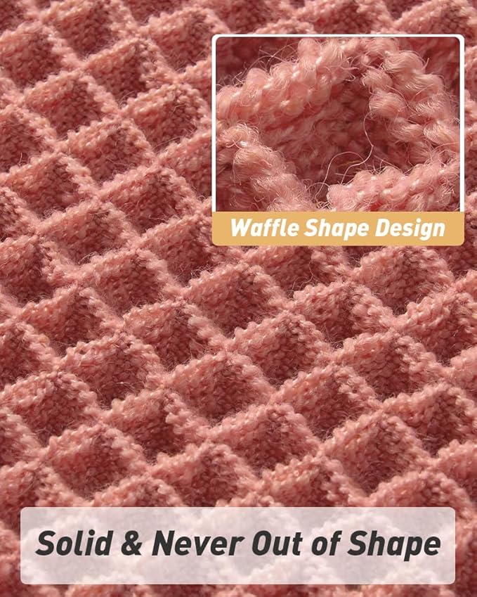 AMOAMI Upgraded Waffle Runner Rug Super Absorbent Non Slip Bath Mats for Bathroom Machine Washable Bathroom Runner Rug with Tassels, Ideal for Hallway Bedroom Laundry Room, Coral, 2'x 6'(24" x 72")