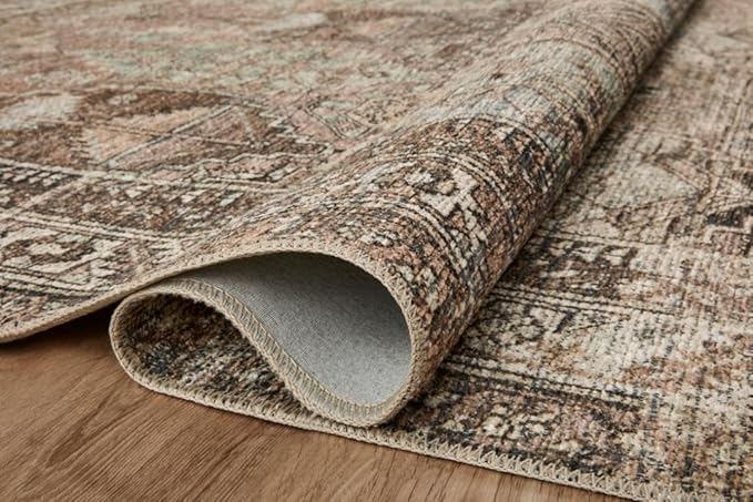 Loloi Amber Lewis Billie Collection, Clay & Sage 7'-6" x 9'-6" Area Rug – Antique & Distressed Accent Rugs for Living Room, Bedroom, Entryway & Hallway, No Shed High Traffic Area Home Decor Rug