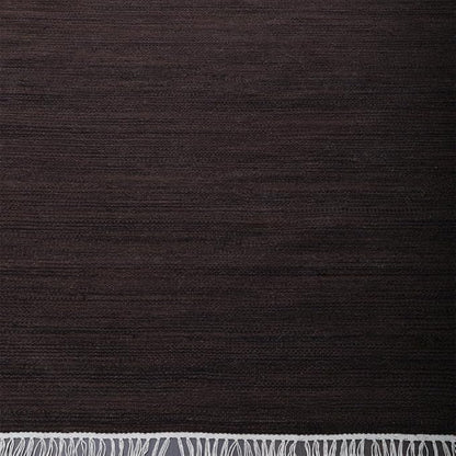 Rugsotic Carpets Hand Woven Flat Weave Kilim Wool ECO-Friendly Area Rugs - 8'x8', Square Shape, Dark Brown Color, Solid Plain Design, Low Pile Handmade Rugs for Living Room, Bed Room (D00111)