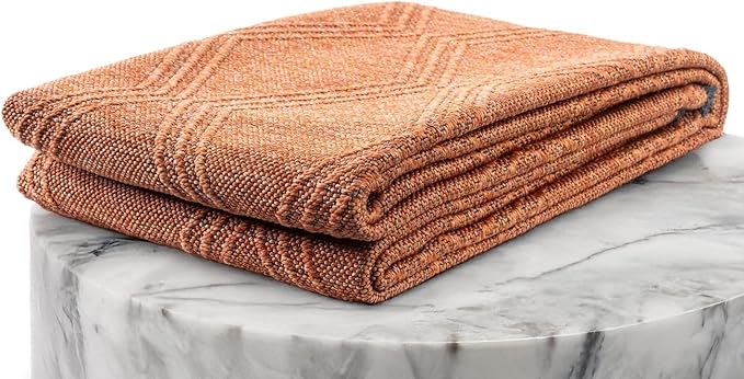 LUXE WEAVERS Modern Farmhouse Orange 9x12 Washable Area Rug, Anti-Slip Diamond Pattern Carpet