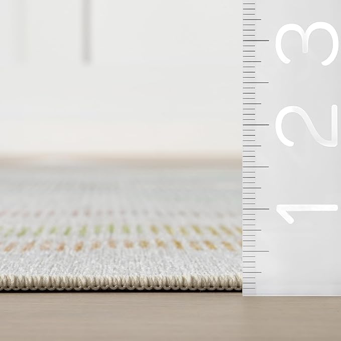Dash & Albert Zarek Multi Machine Washable Rug, 9.5 X 13.5 Feet, Multicolored/White Chevron Pattern