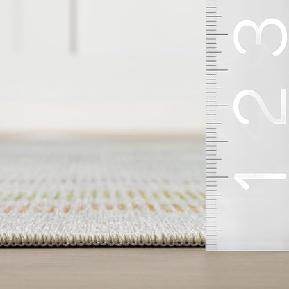 Dash & Albert Zarek Multi Machine Washable Rug, 9.5 X 13.5 Feet, Multicolored/White Chevron Pattern