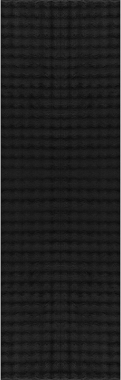 CAMILSON Modern Black Non Slip Runner Rug 2x7 Ultra Soft High Pile Kitchen Rugs Non Skid Rubber Backing Durable & Easy to Clean Carpet for Entryway Bathroom Indoor Use (2 x 7 Black)