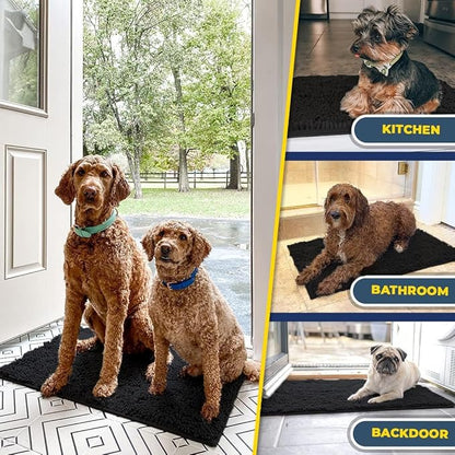 Muddy Mat® | Super Absorbent Door Mat Indoor, Microfiber Quick Dry Chenille Entryway Rug, Non-Slip Front Door Mat, Indoor Mats for Entryway, Machine Washable Pet Rug, Black XXL 60"X48"