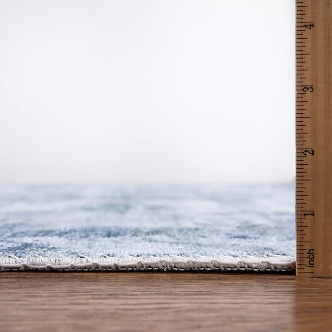 Bloom Rugs Caria Washable Non-Slip 9x12 Rug - Blue/Gray Modern Abstract Area Rug for Living Room, Bedroom, Dining Room, and Kitchen - Exact Size: 9' x 12'