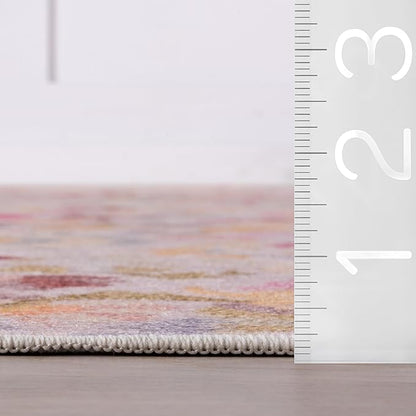 Dash & Albert INES Multi Machine Washable Rug, 2 X 3 Feet, Multicolored/Yellow Floral Pattern