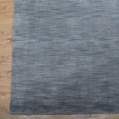 Hand Knotted Loom Wool ECO-Friendly Area Rugs - 8'x10', Rectangle, Light Blue Color, Solid Plain Design, High Pile Thick Handmade Anti Skid Rugs for Living Room (L00111)