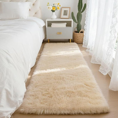 2x6 Solid Fluffy Camel Area Rug – Washable, Durable, Small Bedroom Runner Rug, Non-Slip Shag Rugs for Living Room, Bedroom, Bedside, Dorms, Kids Room, Sofa Coffee Table, Indoor Floor Carpet