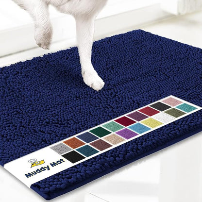 Muddy Mat® | Super Absorbent Door Mat Indoor, Microfiber Quick Dry Chenille Entryway Rug, Non-Slip Front Door Mat, Indoor Mats for Entryway, Machine Washable Pet Rug, Navy Blue XXL 60"X48"