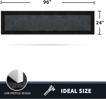 PURRUGS Dirt Trapping Door Mat 24" x 96", Non-Slip/Skid Machine Washable Entryway Rug, Shoes Scraper, Throw Rug, Super Absorbent Area Rug for Muddy Wet Shoes and Paws, Bluish Grey & Charcoal