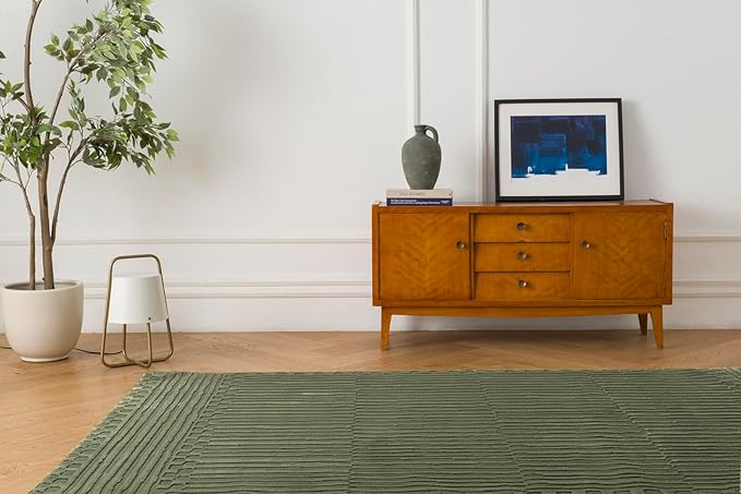 Revival Rugs Soloba 9'2"x12'2" Washable Area Rug for Living Room Bedroom - 100% Recycled Oeko-TEX Certified, Medium Pile, Green