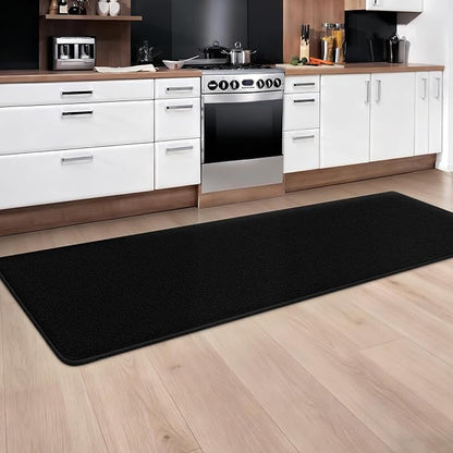 Runner Rug for Hallway, 2x8 Feet Non-Slip Washable Black Long Area Rug Runners for Hallways Bedroom, Soft Modern Comfy Memory Foam Runner Rugs Indoor Carpet for Kitchen Entrance Living Room