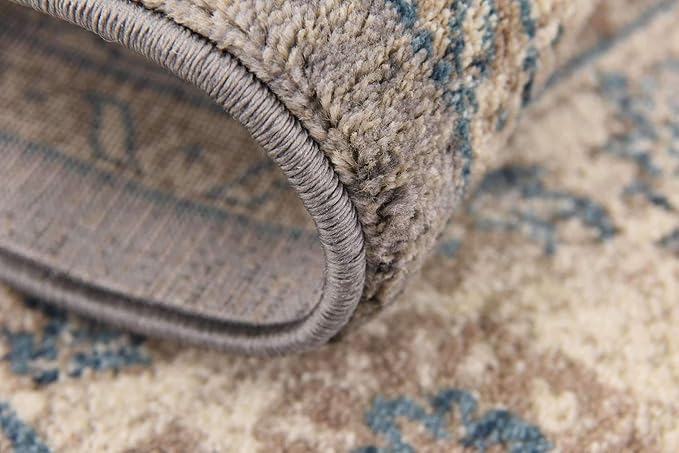 Unique Loom Salzburg Collection Classic Traditional Design Oriental Inspired Border Area Rug (5' 0 x 5' 0 Square, Gray/Beige)