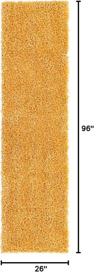 Unique Loom Davos Shag Collection Area Rug - Solid (2' 2" x 8' Runner, Sun Yellow)