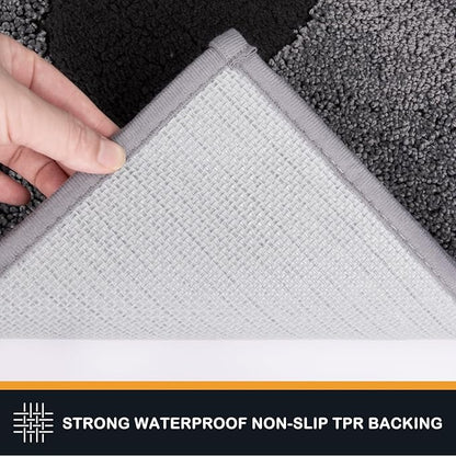 PURRUGS Dirt Trapping Door Mat 32" x 47", Non-Skid/Slip Machine Washable Microfiber Entryway Rug, Dog Doormat, Super Absorbent Welcome Mat for Muddy Wet Shoes and Paws, Grey