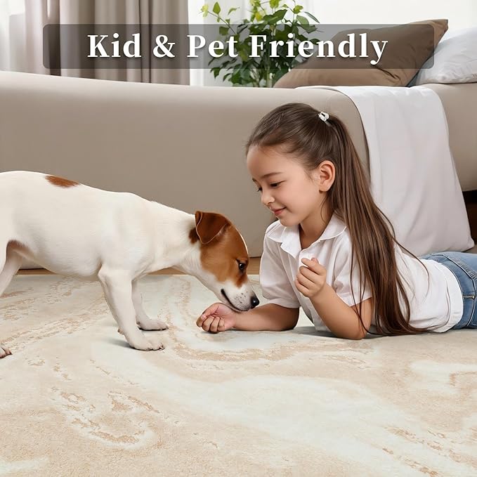 Ciicool 2x6 Washable Runner Rug, Modern Abstract Soft Hallway Rugs Runner, Non-Slip Thin Accent Rug Lightweight Light Brown Beige Print Distressed Carpet for Laundry Entryway Bedroom Kitchen Indoor