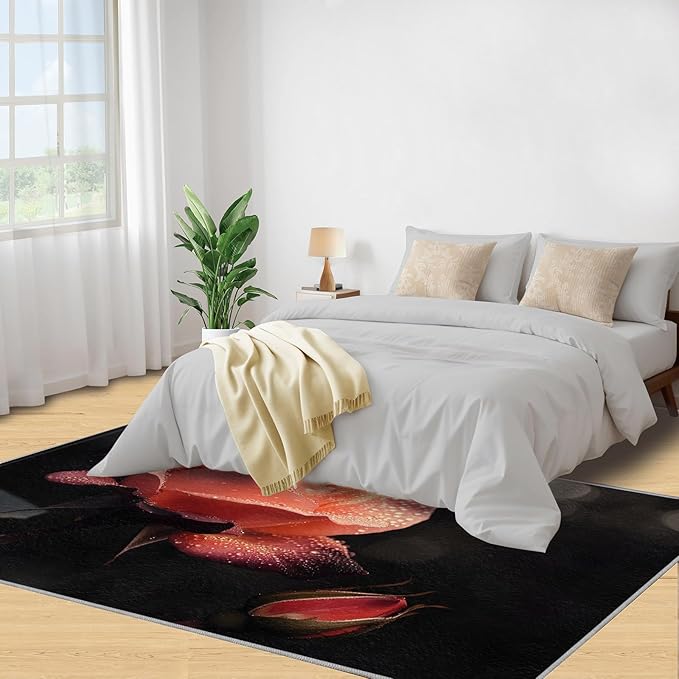 6x8 Florals Classroom Rugs - Natural Flowers Playroom Rug, Realistic Rose Carpet Area Rug for Girls Bedroom Kids Room Basement Office Classroom