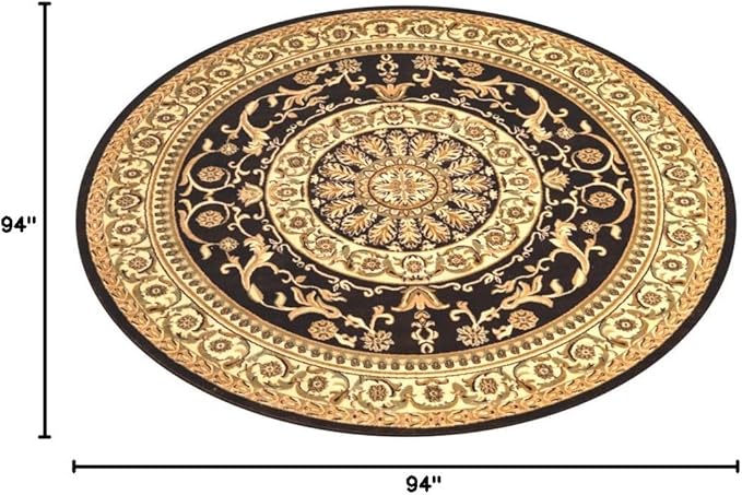 Unique Loom Versailles Collection Traditional Classic Medallion Floral Motif Area Rug (8' 0 x 8' 0 Round, Brown/ Ivory)
