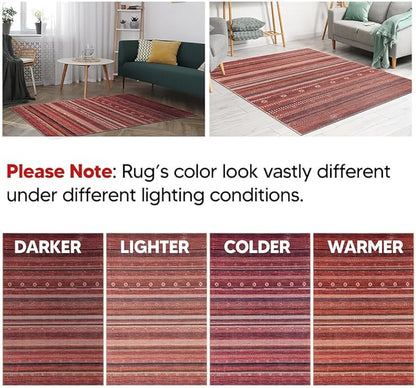 Keen Home Design 8x10 Rug - Machine Washable Area Rug with Non-Slip Backing, Ideal for Living Room, Dining Room, Bedroom - Vintage, Easy Clean, Durable, Low Pile Rug - (8' x 10')