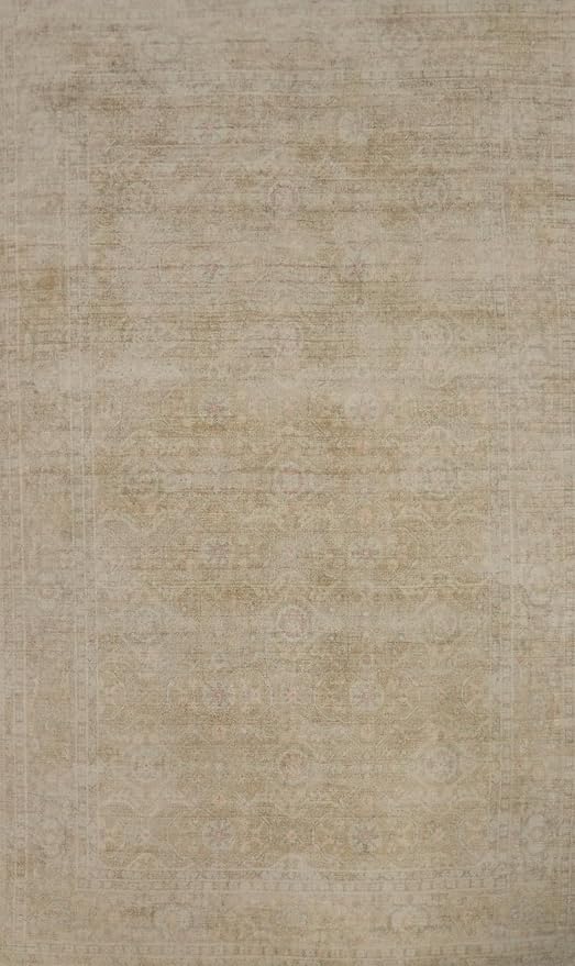 Rug Source Transitional Collection, 5x8 Rug, Hand Knotted Beige & Ivories All-Over Rug, Oriental Viscose Silk Carpet for Foyer, Entryway and Hallway