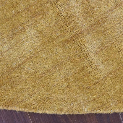 Hand Knotted Loom Wool ECO-Friendly Area Rugs - 6'x6', Round, Gold Color, Solid Plain Design, High Pile Thick Handmade Anti Skid Area Rugs for Living Room, Bed Room (L00111)