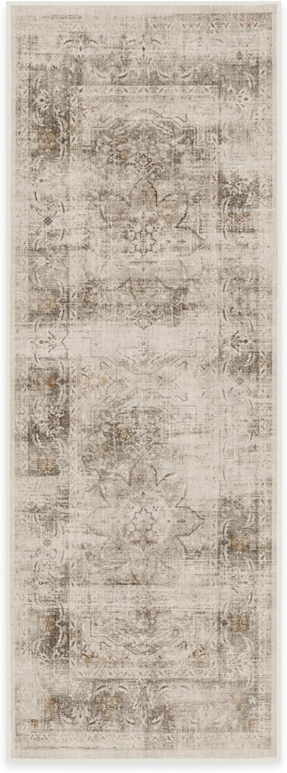 RUGGABLE Washable Vintage Runner Rug – Sarrah Hazel 2.5x7, Stain-Resistant, Non-Slip Hallway Runner – Machine Washable Rug for Hallway, Entryway, Living Room & Kitchen – with Cushioned Pad