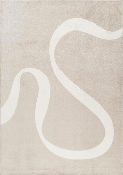 Abani Deco Collection Area Rug - Beige Modern Abstract Ribbon Design - 4' x 6' - for Living Room, Bedroom & Office