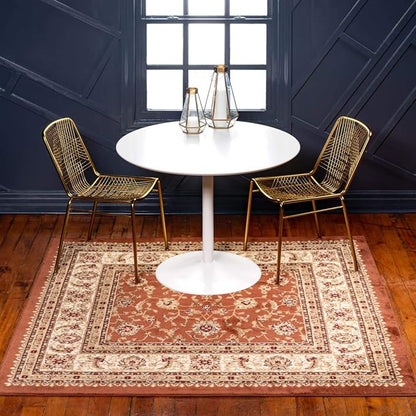 Unique Loom Voyage Collection Traditional Oriental Classic Intricate Design Area Rug (6' 0 x 6' 0 Square, Terracotta/Ivory)