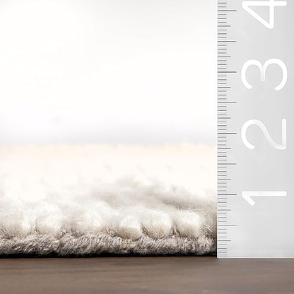 Nuloom Penelope Off-White/Ivory, 2' x 3', Hand-Braided, Wool & Cotton, Soft and Textured, High Traffic, Stain Resistant, Easy Clean, Durable Area Rug for Bedroom, Living Room, Dining, Entryway