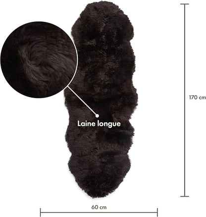 Real Sheepskin Rug 2x6 ft | Sheepskin Rugs for Living Room and Sofa | Bedside Rugs for Bedrooms | Large Fluffy Rug is Breathable & Heat-regulating in Color Chocolate