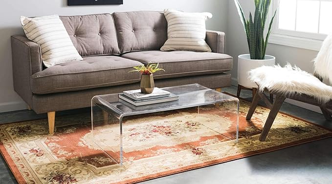 Unique Loom Versailles Collection Traditional Classic Floral Motif Area Rug (4' 0 x 6' 0 Rectangular, Terracotta/ Ivory)