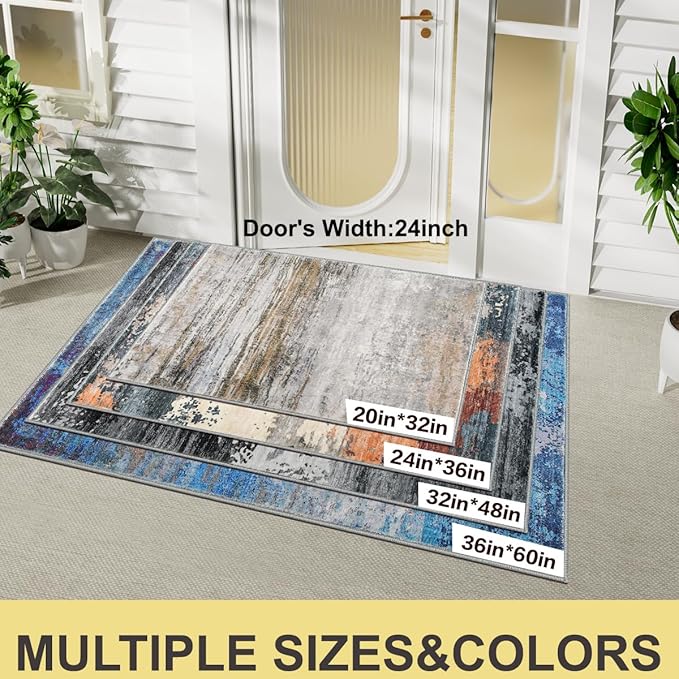 COMSLE Door Mat Soft Absorbent Indoor Front Entryway Rug Machine Washable Entrance Mats for Muddy Paws for Muddy Paws Non Slip Throw Rugs 20" x 32" Doormat for Inside Foyer Bedroom - Yellow
