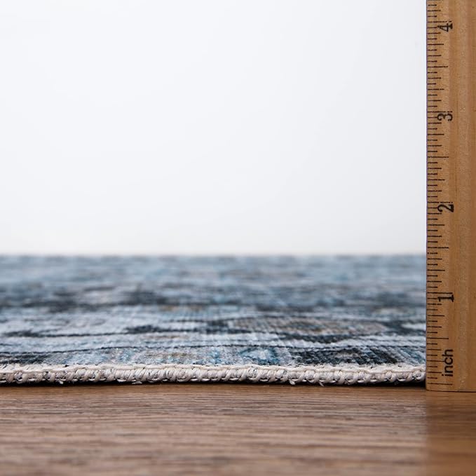 Bloom Rugs Caria Washable Non-Slip 9x12 Rug - Navy Blue Traditional Area Rug for Living Room, Bedroom, Dining Room, and Kitchen - Exact Size: 9' x 12'