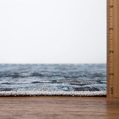 Bloom Rugs Caria Washable Non-Slip 6x9 Rug - Navy Blue Traditional Area Rug for Living Room, Bedroom, Dining Room, and Kitchen - Exact Size: 6' x 9'