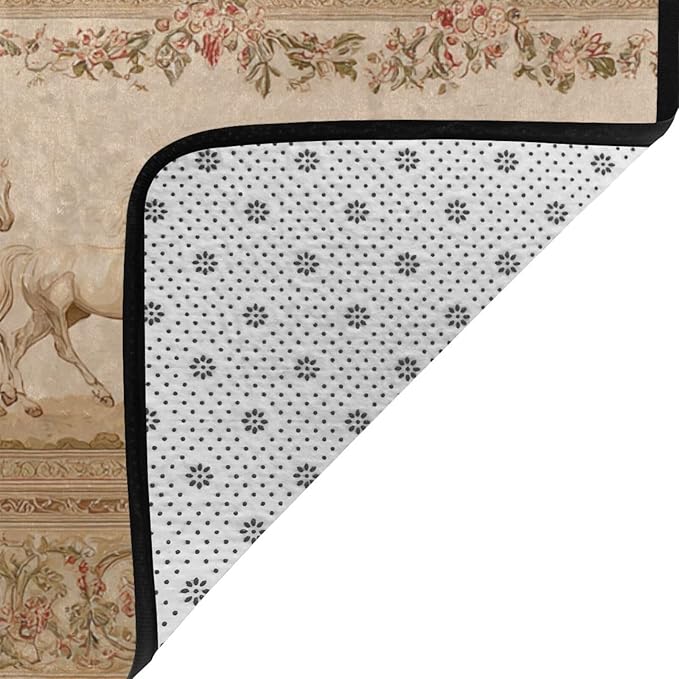 Horse Western Boho Ethnic Style Area Rug Washable Outdoor Rugs Anti-Slip Soft Carpet Entryway Indoor Door Mat for Bedroom,Living Room,Porch,Terrace and Entrance Decor 9'x 6'