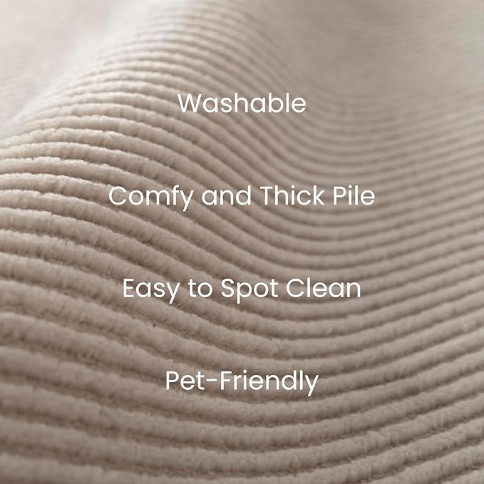 Revival Rugs Stripe 7'10"x10' Washable Area Rug for Living Room Bedroom - 100% Recycled Oeko-TEX Certified, Medium Pile, Taupe
