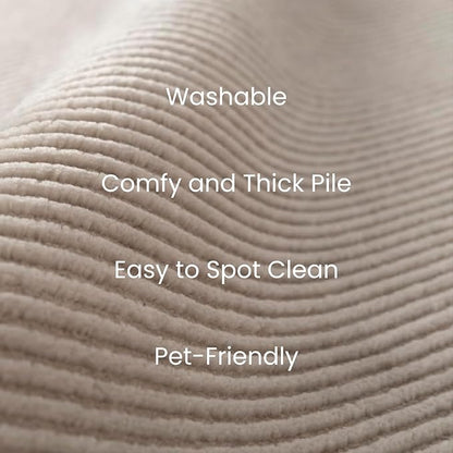 Revival Rugs Stripe 5'3"x8' Washable Area Rug for Living Room Bedroom - 100% Recycled Oeko-TEX Certified, Medium Pile, Taupe