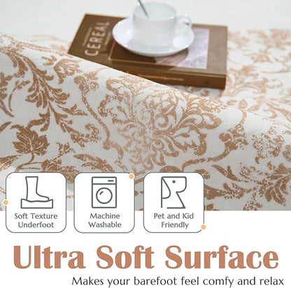 jinchan Area Rug 8x10 Washable Rug Vintage Living Room Carpet Thin Non Slip Large Mat Floral Medallion Boho Floor Cover Low Pile Carpet for Bedroom Dining Room Nursery Office Farmhouse