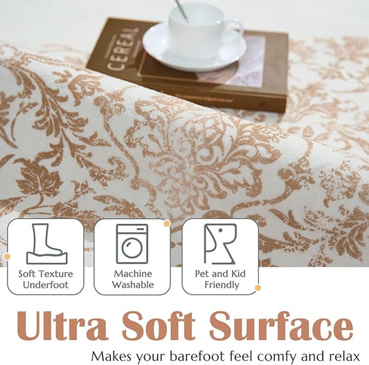 jinchan Area Rug 8x10 Washable Rug Vintage Living Room Carpet Thin Non Slip Large Mat Floral Medallion Boho Floor Cover Low Pile Carpet for Bedroom Dining Room Nursery Office Farmhouse