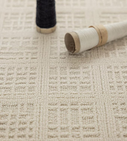 jxgzyy Beige Area Rug, 0.36'' Thick Low Pile Textured Rug, Modern Aesthetic Solid Carpet for High Traffic Area, Stain-Resistant Kitchen Rug with Non-Slip Backing, 5x7