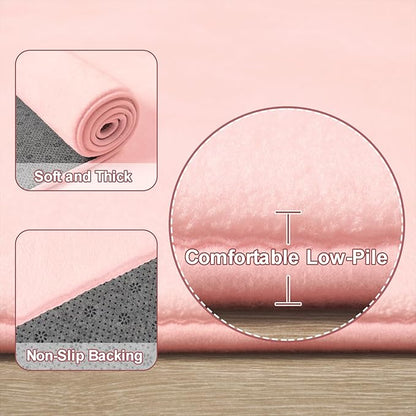 Amearea Modern Soft Hallway Runner Rug, 2x6 Feet Washable Runner Rugs for Hallway, Pink Fluffy Rug Bedroom Bedside Rugs, Non Slip Memory Foam Rug Carpet for Entrance Kitchen Living Room Decor