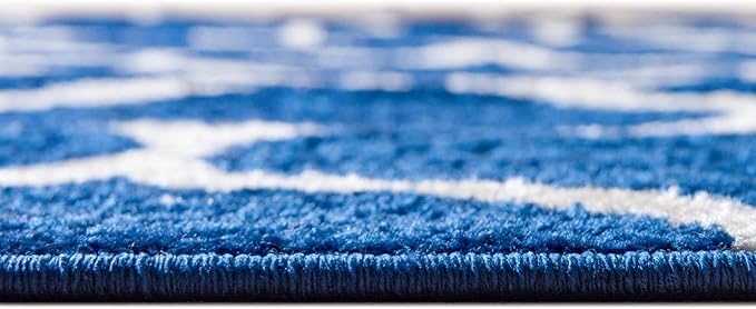 Rugs.com Lattice Frieze Collection Rug – 8' Square Navy Blue Medium Rug Perfect for Living Rooms, Kitchens, Entryways