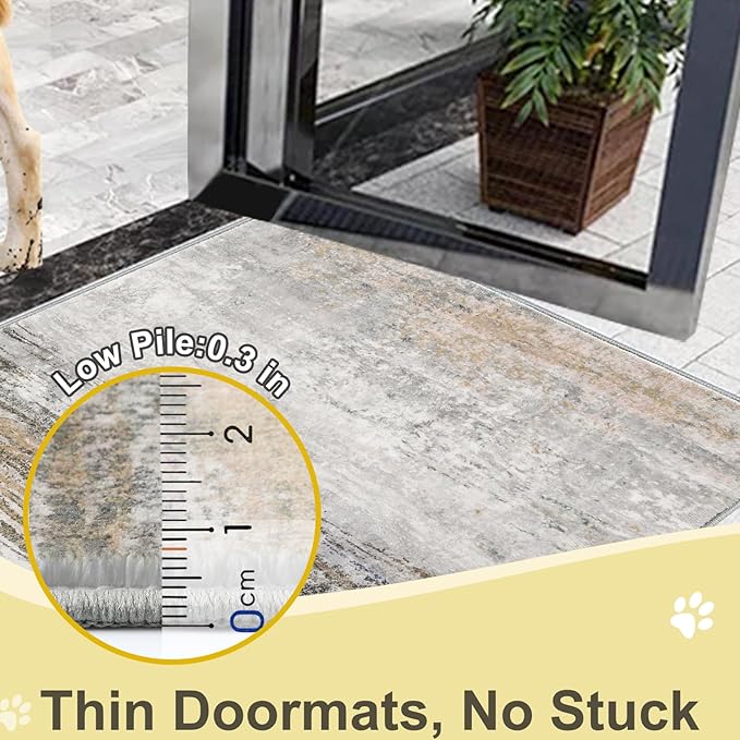 COMSLE Door Mat Soft Absorbent Indoor Front Entryway Rug Machine Washable Entrance Mats for Muddy Paws Non Slip Throw Rugs 24" x 36" Doormat for Inside Foyer Bedroom - Yellow