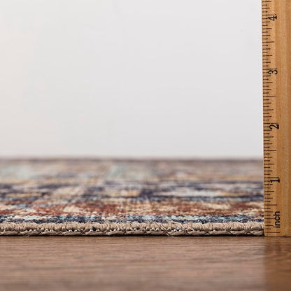 Keen Home Design 10x14 Rug - Machine Washable Area Rug with Non-Slip Backing, Ideal for Living Room, Dining Room, Bedroom - Vintage, Easy Clean, Durable, Low Pile Rug - (9'7" x 14')