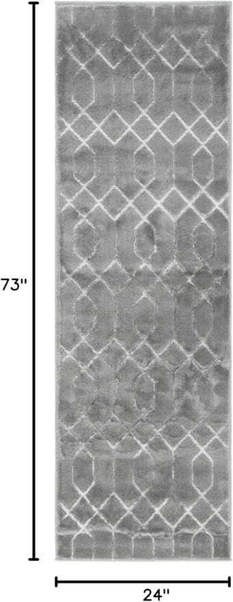 Marilyn Monroe Glam Collection Area Rug - Trellis (2' x 6' 1" Runner, Gray Silver/ Silver)