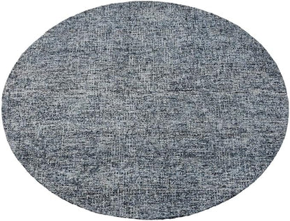 Hand Tufted Wool ECO-Friendly Area Rugs - 8'x8', Round Shape, Dark & Blue, Solid Plain Design, High Pile Thick Handmade Anti Skid Area Rugs for Living Room, Bed Room (KWC111)