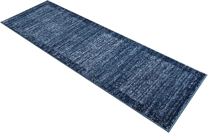 Rugs.com Angelica Collection Rug – 6 Ft Runner Navy Blue Medium-Pile Rug Perfect for Hallways, Entryways